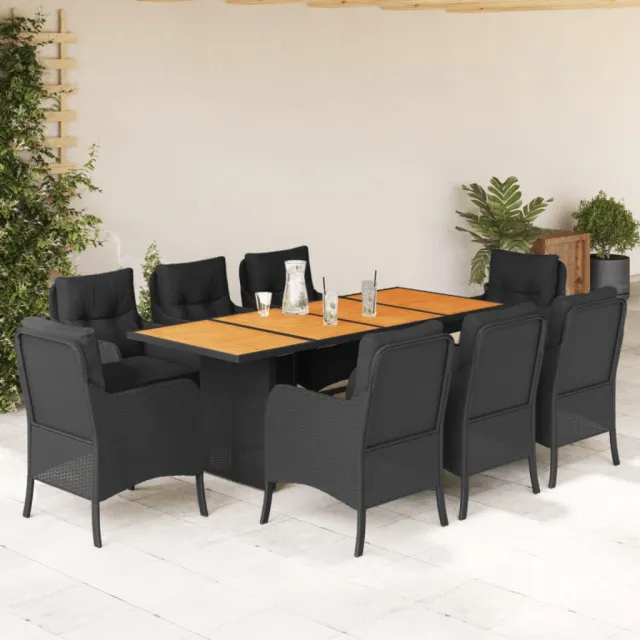 vidaXL 9-delige Tuinset poly rattan zwart, foto 2