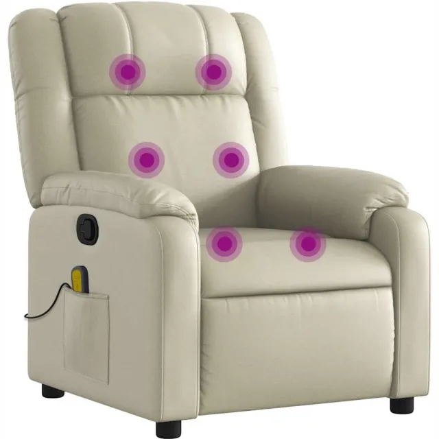vidaXL Massagestoel - van - kunstleer - in - crèmekleur