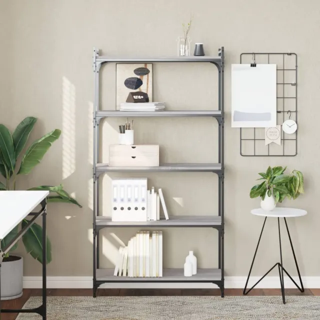 vidaXL Boekenkast 5-laags 80x30x154 cm bewerkt hout grijs sonoma eiken, foto 2