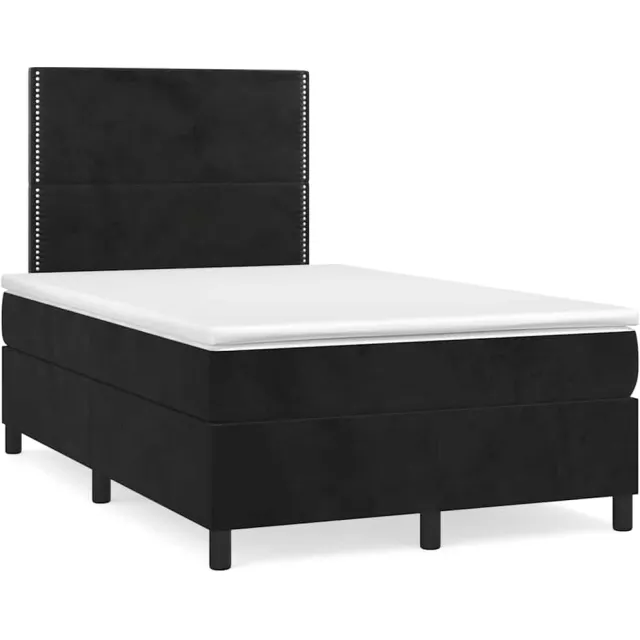 vidaXL Boxspring met matras en LED fluweel zwart 120x190 cm