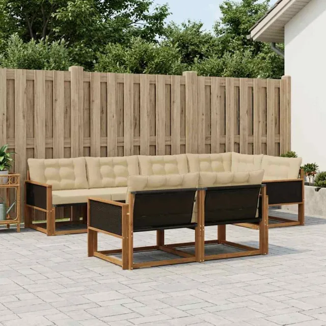 vidaXL Buiten bankenset 7 st 7-zits Natuurlijk en Beige