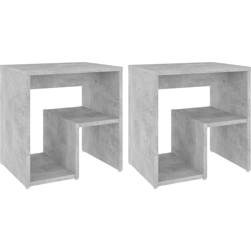 vidaXL Nachtkastjes 2 st 40x30x40 cm bewerkt hout betongrijs grijs, foto 3