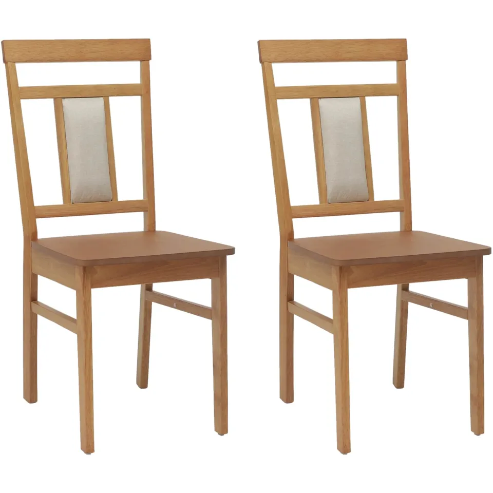 vidaXL Eetkamerstoel 2 st Massief Rubberhout Naturel Bruin
