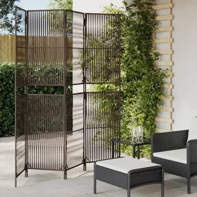 vidaXL Kamerscherm 4 panelen poly rattan bruin, foto 2