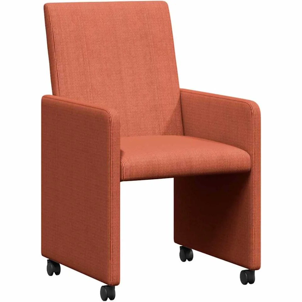 vidaXL Eetkamerstoelen met Wieltjes 2 st Katoenen stof Rood-oranje, foto 3