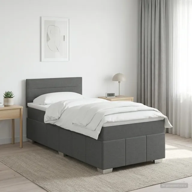 vidaXL Boxspringbed met matras Donkergrijs 90 x 190 cm Stof