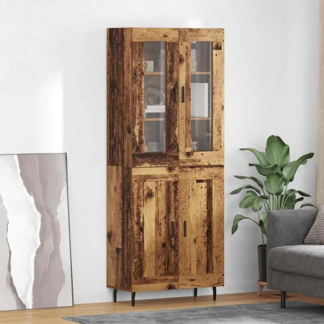 vidaXL Hoge kast 2 st Oud Hout 69,5 x 34 x 180 cm Bewerkt hout bruin, foto 2