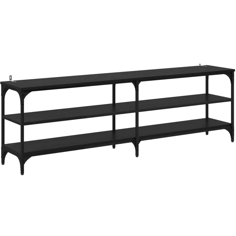 vidaXL TV-kast 160 x 30 x 50 cm Zwart Eiken Gemonteerd hout en ijzer