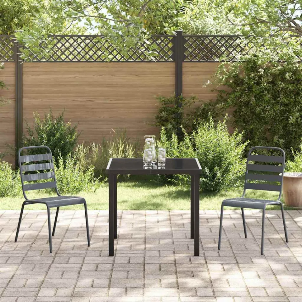 vidaXL Tuin eettafelset 3 st Antraciet Gepoedercoat staal, foto 3