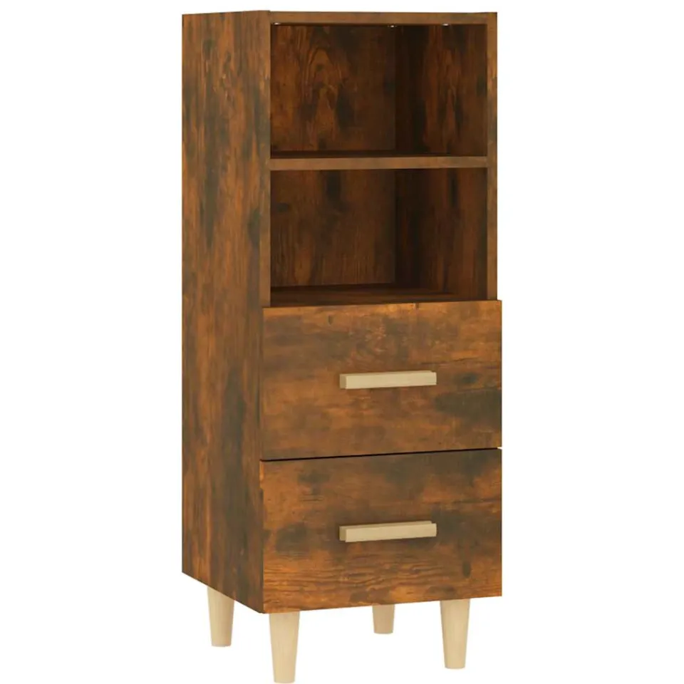 vidaXL Dressoir 34,5x34x90 cm bewerkt hout gerookt eikenkleurig Bruin