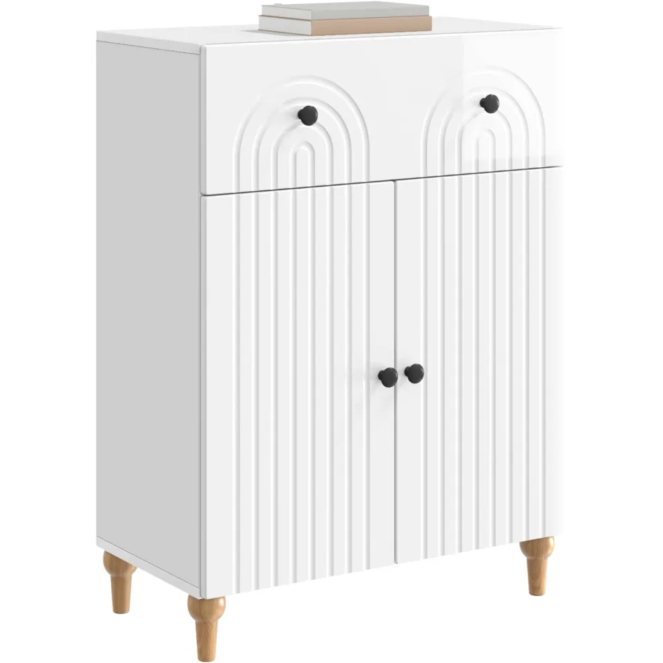 vidaXL Dressoir Hoogglans Wit 66 x 34,5 x 90 cm Bewerkt hout