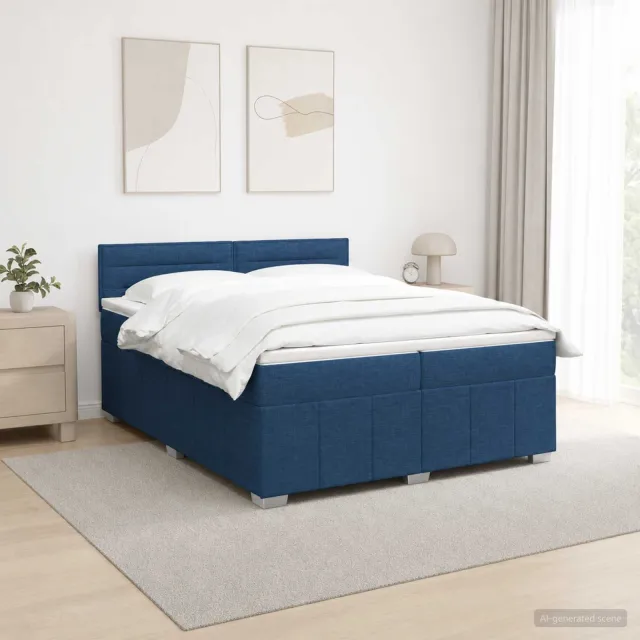 vidaXL Boxspringbed met matras met hoofdeinde Blauw 200 x 200 cm Stof