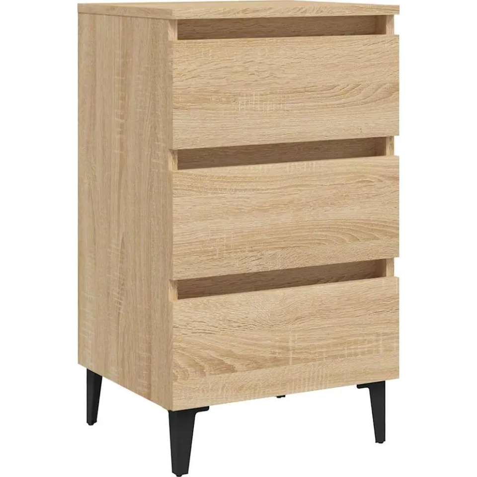 vidaXL Nachtkastje met metalen poten 40x35x69 cm sonoma eikenkleurig, foto 3