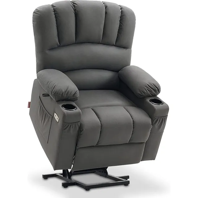MARA Luxe Massagestoel- Relaxstoel - Opstahulp - Warmtefunctie - Lig en trilfunctie - USB import - Afstandsbediening - Grijs - 85 x 85 x 111 cm