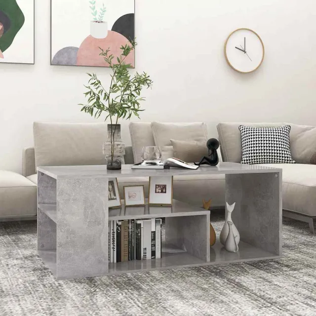 vidaXL Salontafel 100x50x40 cm bewerkt hout betongrijs grijs, foto 2