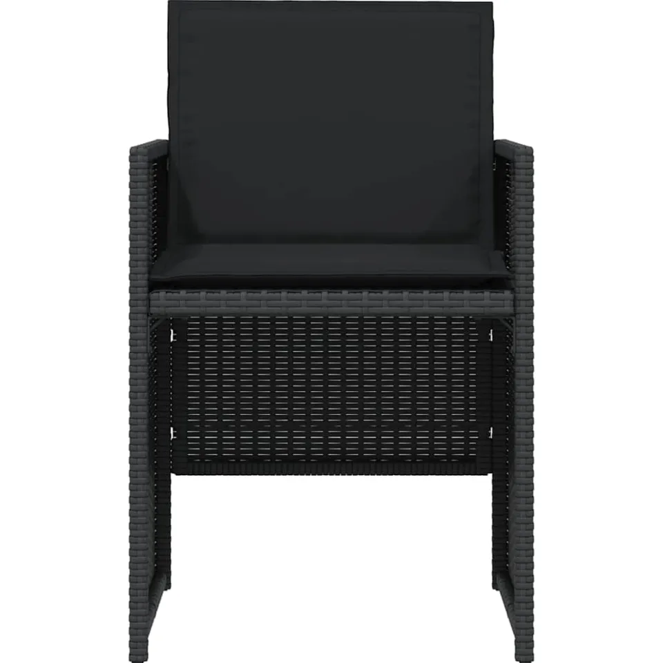 vidaXL 3-delige Bistroset met kussens poly rattan zwart, foto 4