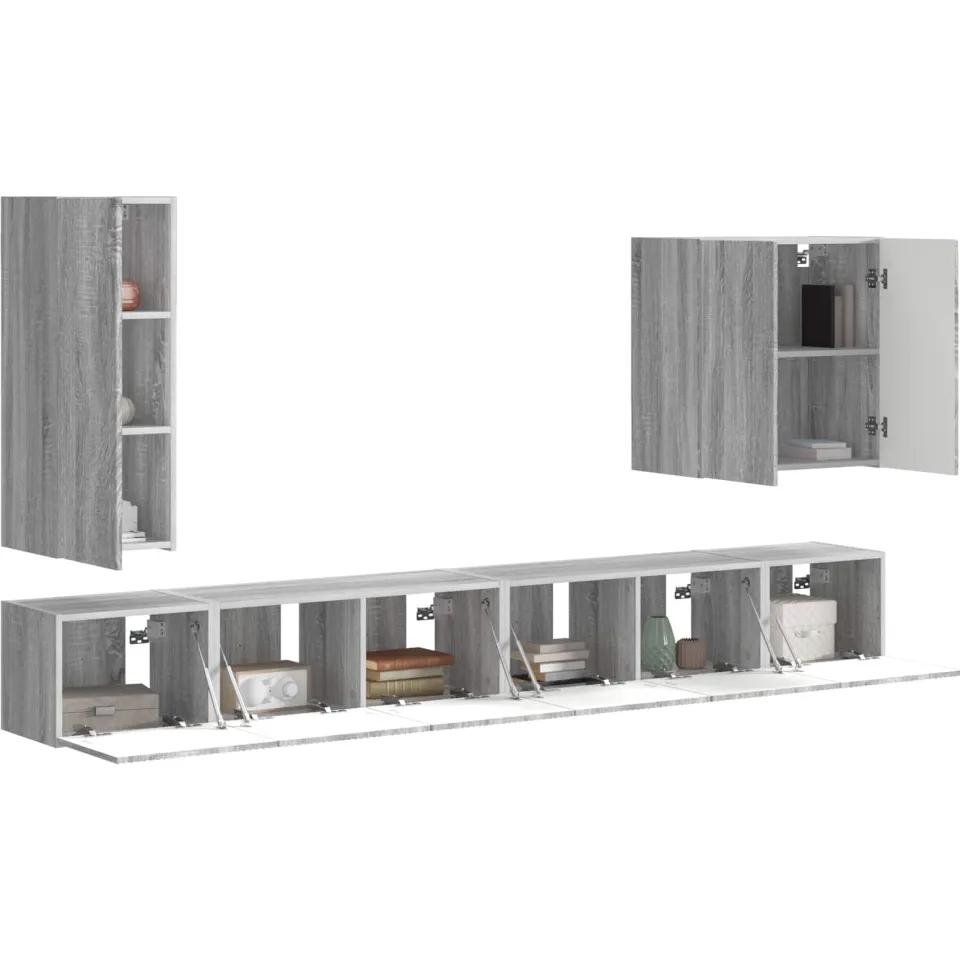 vidaXL TV Wandkast Set 6 st 78,5 x 30 x 29,5 cm Grijs Sonoma