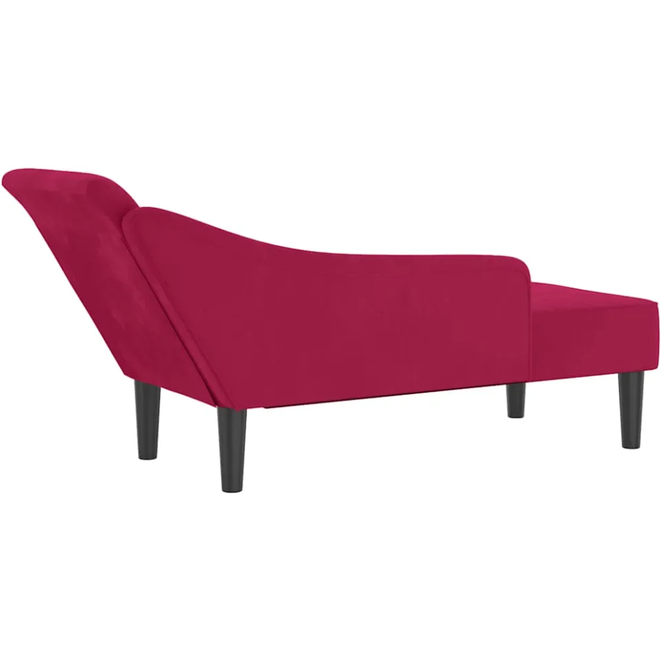vidaXL Chaise longue met kussens fluweel wijnrood, foto 4