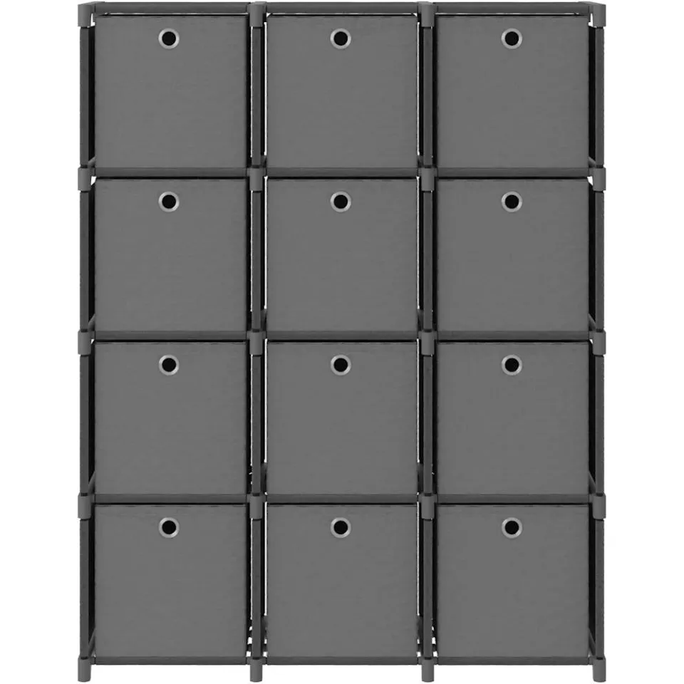 vidaXL Kast met 12 vakken met boxen 103x30x141 cm stof grijs, foto 2