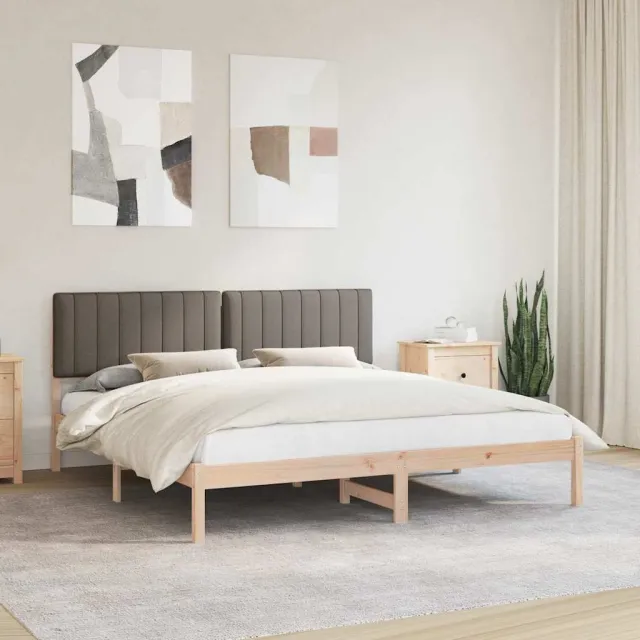 vidaXL Bedframe met Gevoerd Hoofdgedeelte Taupe 180 x 200 cm