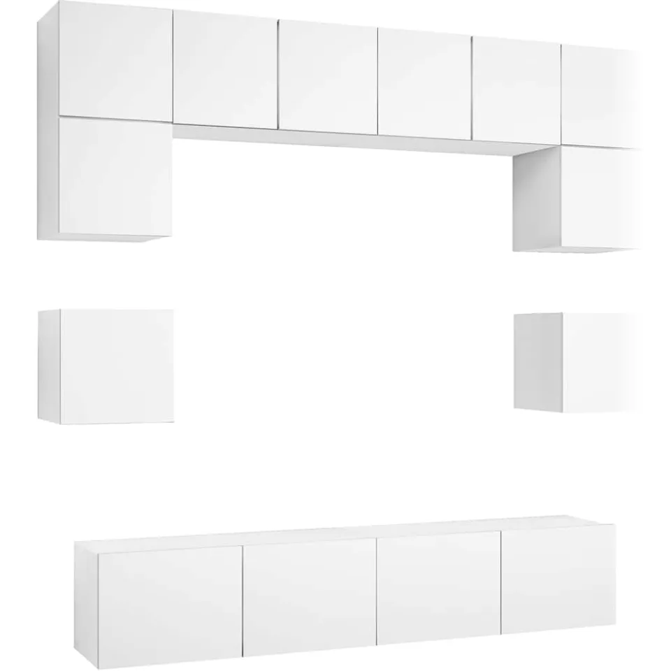 vidaXL 8-delige Tv-meubelset bewerkt hout wit, foto 3