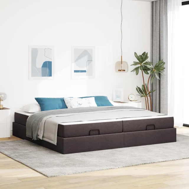vidaXL Bedframe met matras 2 st Tan Stof