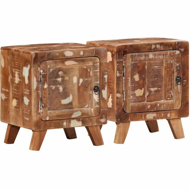 vidaXL Nachtkastje 2 st 40x32x46 cm massief gerecycled hout Bruin