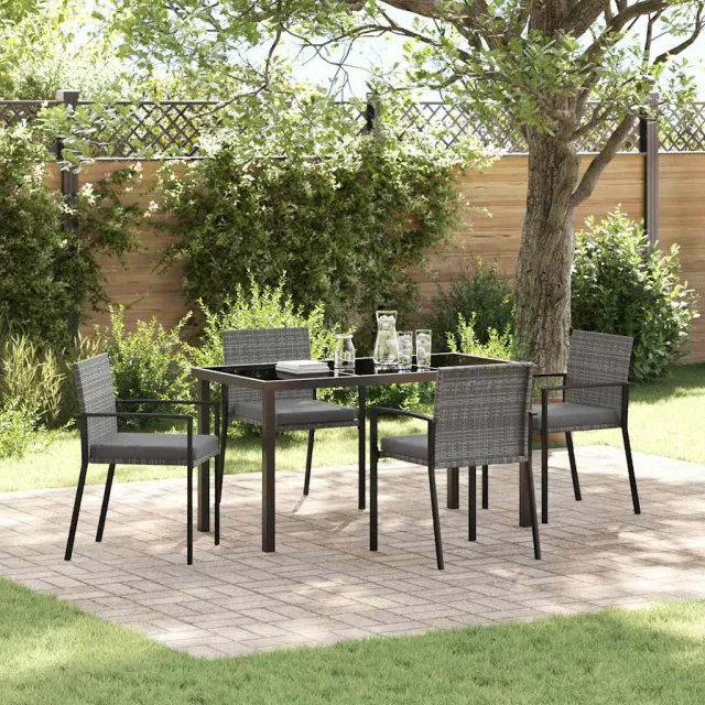 vidaXL Tuin eettafelset 5 st Grijs Gepoedercoat staal, foto 2