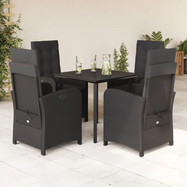 vidaXL 5-delige Tuinset met kussens poly rattan zwart, foto 2