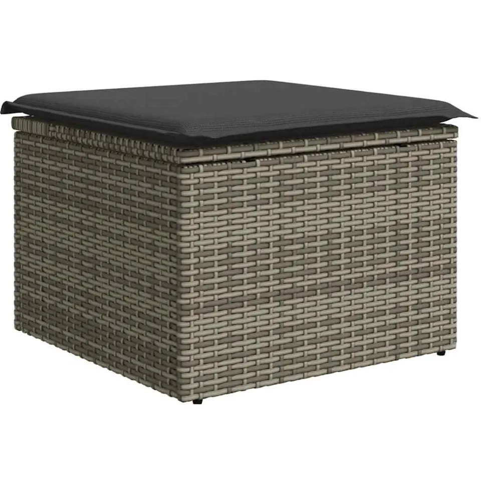 vidaXL 10-delige Loungeset met kussens poly rattan lichtgrijs grijs, foto 4
