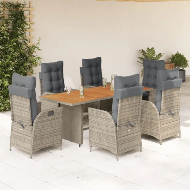 vidaXL 7-delige Tuinset met kussens poly rattan grijs, foto 2