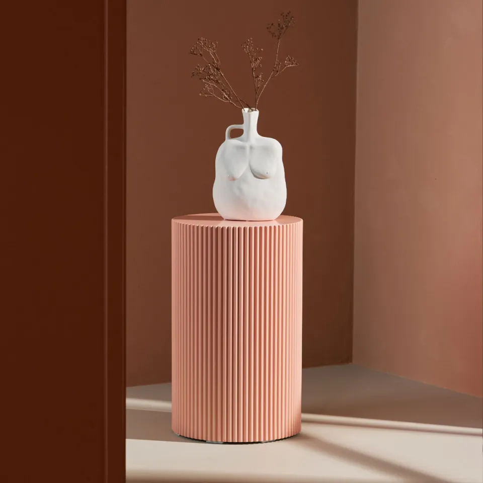 Nest living Asa houten bijzettafel zacht roze - Ø 31 cm, foto 2