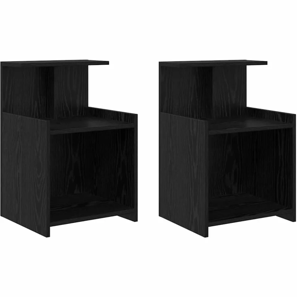 vidaXL Nachtkastje 2 st Zwart Eiken 40 x 35 x 60 cm Bewerkt hout, foto 3