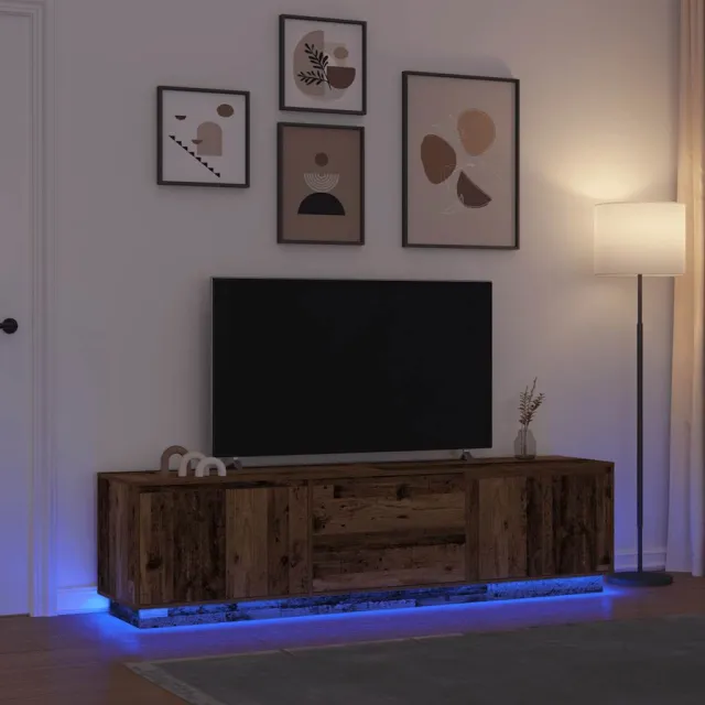 vidaXL Tv-meubel met LED-verlichting 193,5x41x50 cm oud houtkleurig bruin, foto 2