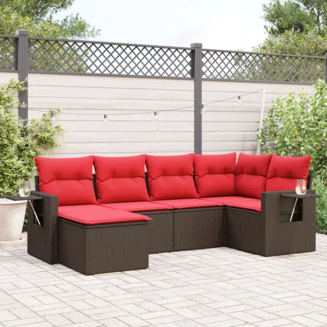 vidaXL 6-delige tuinbankset met kussens, bruin polyrotan, foto 2