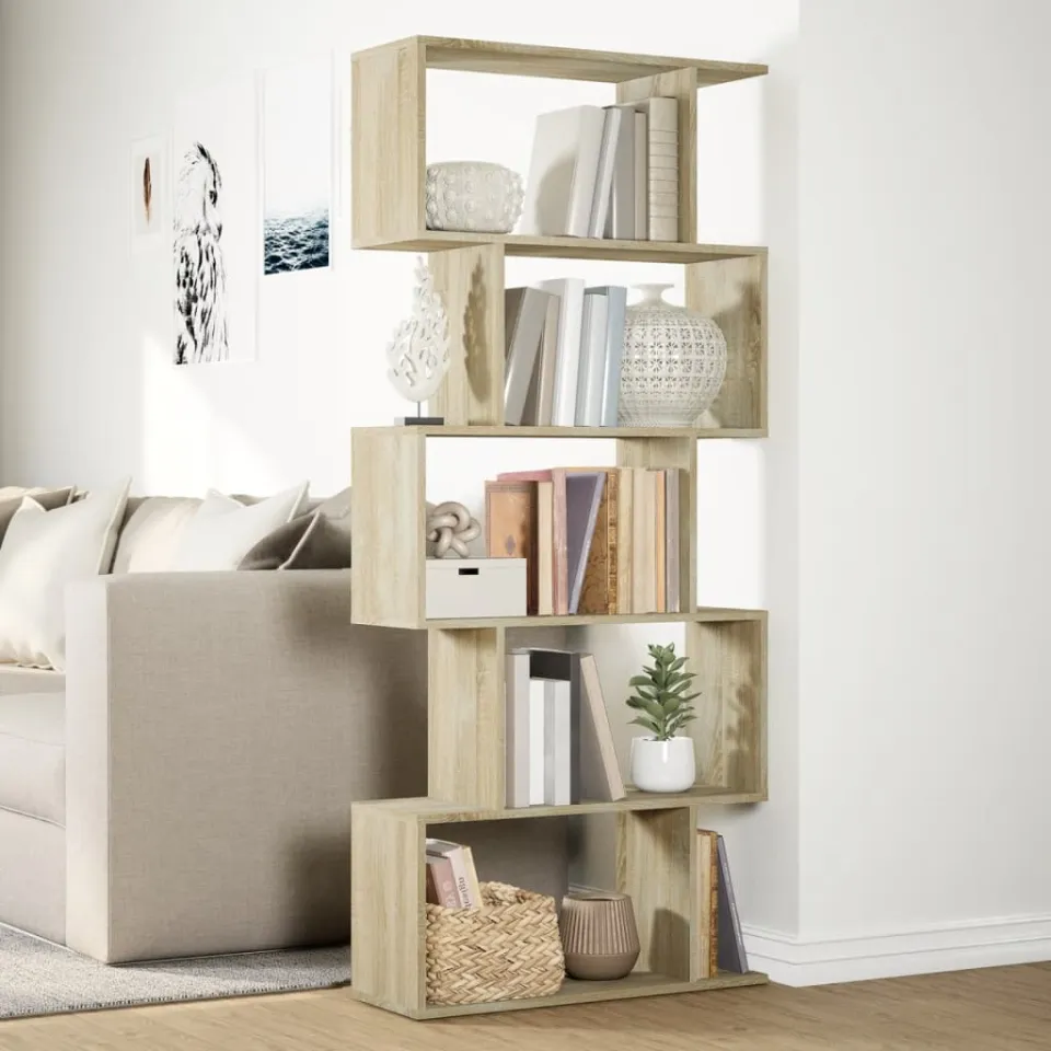 vidaXL Kamerscherm / boekenkast 5-laags 70x24x161 cm hout sonoma eiken, foto 4
