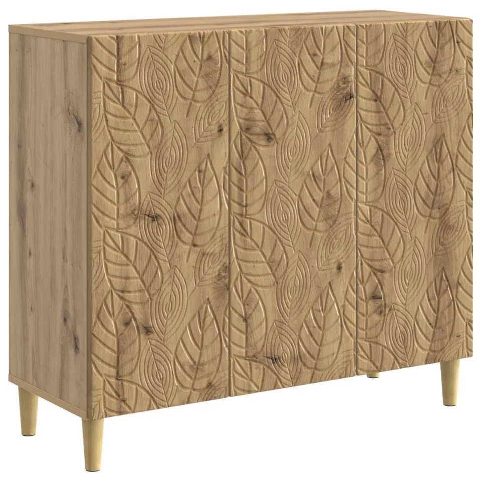 vidaXL Dressoir Artisanaal eiken 89 x 34,5 x 80 cm Bewerkt hout Bruin