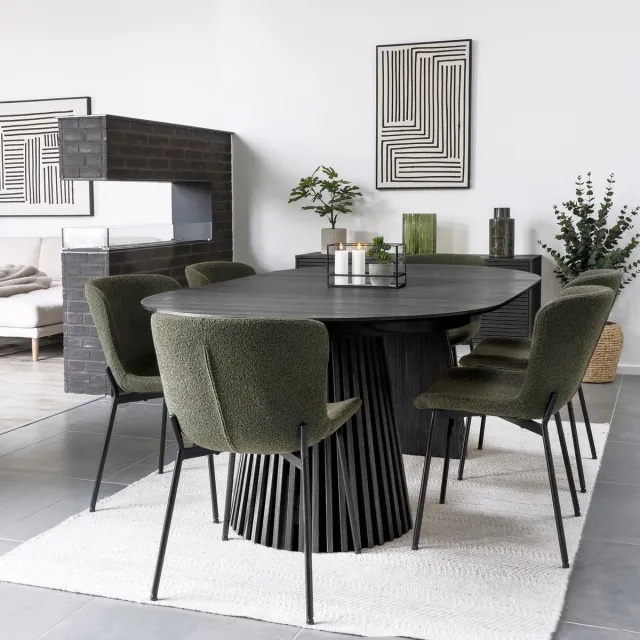 House Nordic Eettafel Osaka - Zwart Uitschuifbaar - 120-200cm