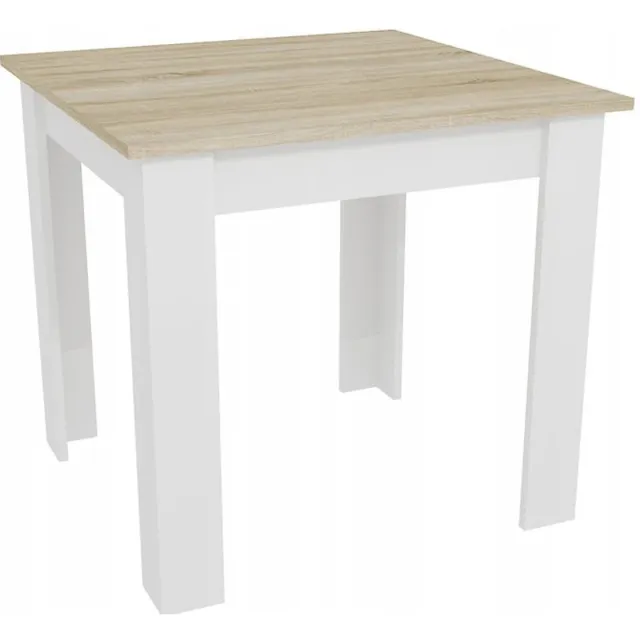 LEOBERT Eettafel NP 80x80 - SONOMA/WIT - Modern Design, Kleur: Eiken Sonoma Blad en Witte Poten, Geschikt voor Keuken, Eetkamer en Woonkamer, 80 x 80 cm eikenkleur / wit