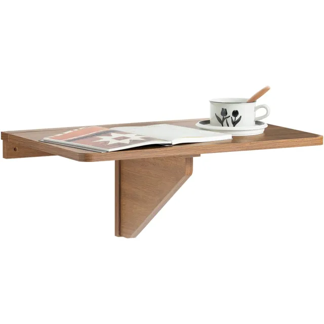SoBuy Opklapbare Wandtafel in Hout – Ruimtebesparende Klaptafel, Keukentafel of Kindertafel – 60x40 cm, Bruin, FWT03-PF