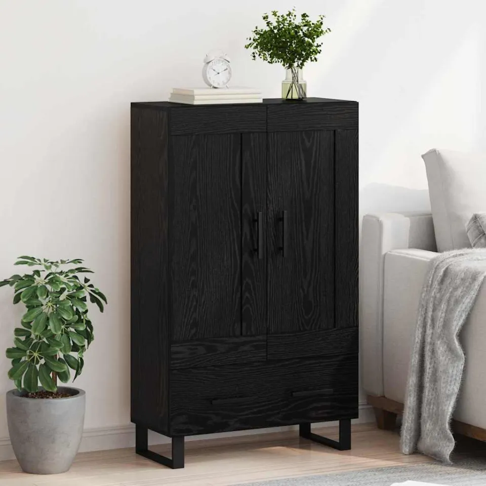 vidaXL Highboard Zwart Eiken 69,5 x 31 x 115 cm Bewerkt hout, foto 4