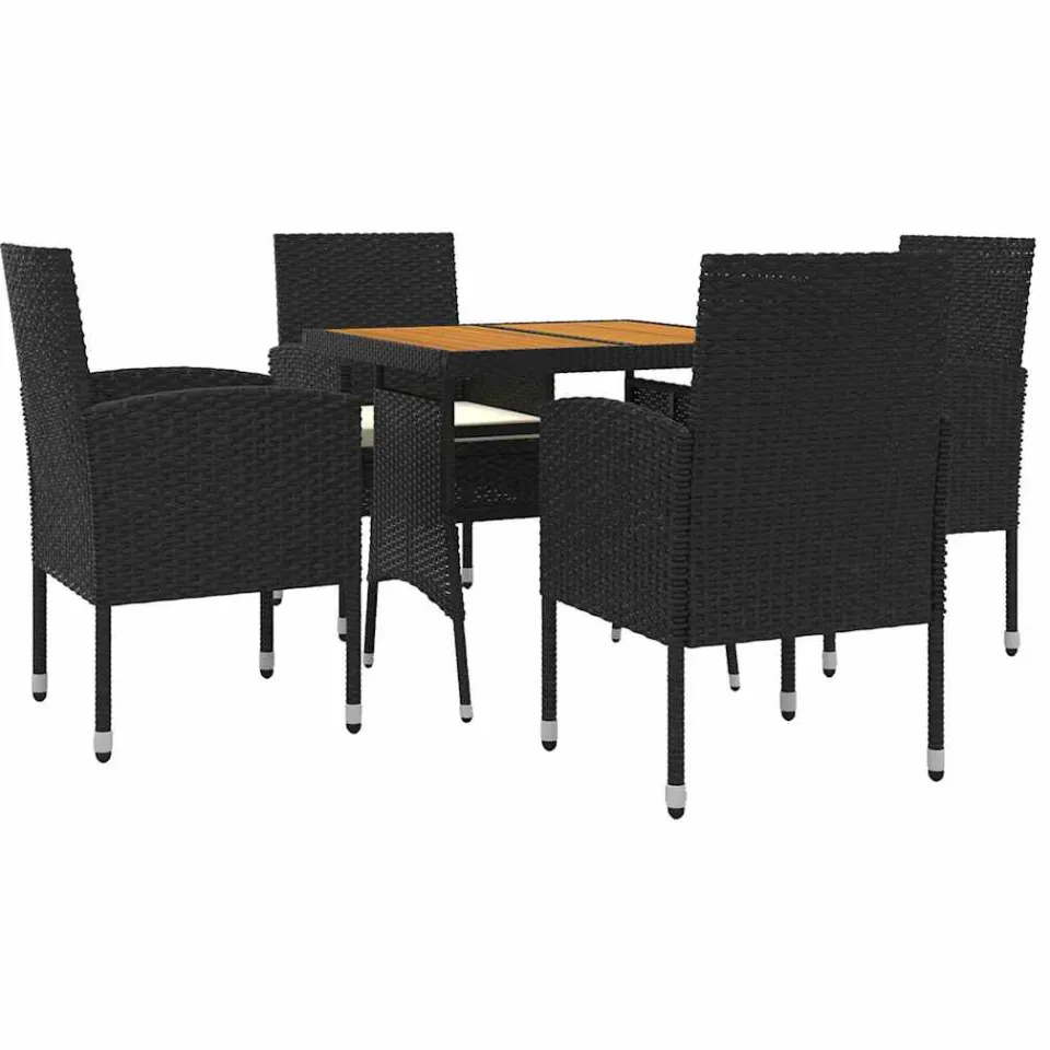 vidaXL 5-delige Tuinset poly rattan zwart