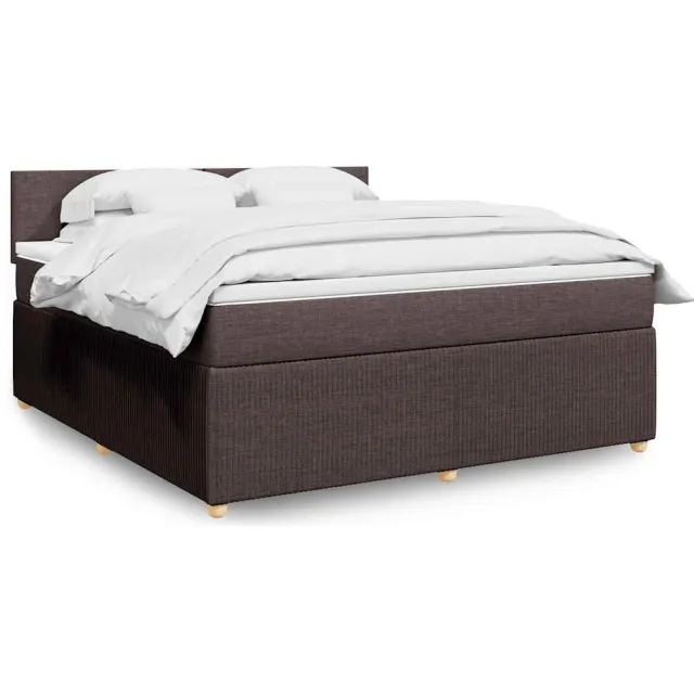 vidaXL Boxspring met matras stof donkerbruin 180x200 cm bruin