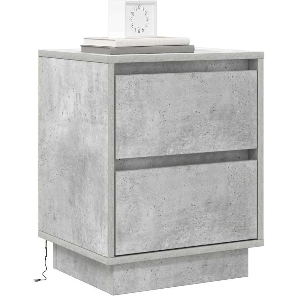 vidaXL Nachtkastje Beton Grijs 39 x 34,5 x 50 cm Bewerkt hout