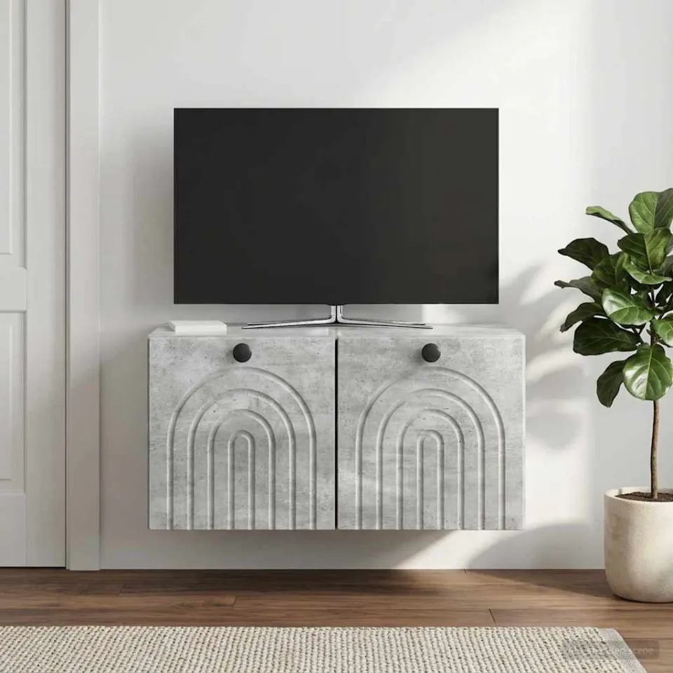 vidaXL Wandbeugel TV-kast Betongrijs 59,5 x 31 x 30 cm Bewerkt hout grijs, foto 4
