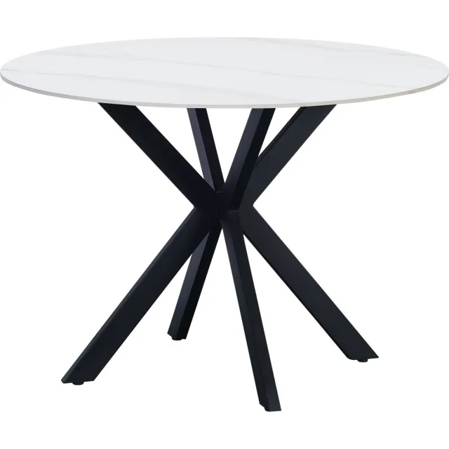Dimehouse Eettafel Yuna marmerlook wit 110 x 110 x 76 cm - Marmer - Modern - Rond