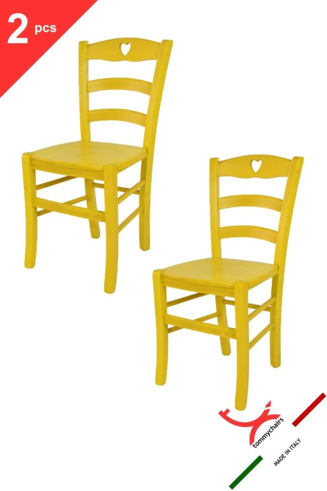 t m c s Tommychairs Cuore - Eetkamerstoelen - Set van 2 - Geel - Hout