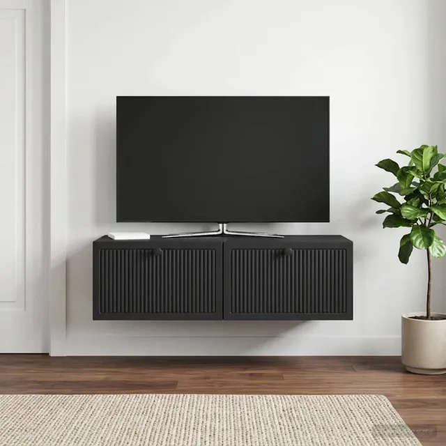 vidaXL Wandbeugel TV-kast Zwart 98 x 41 x 30 cm Bewerkt hout, foto 2