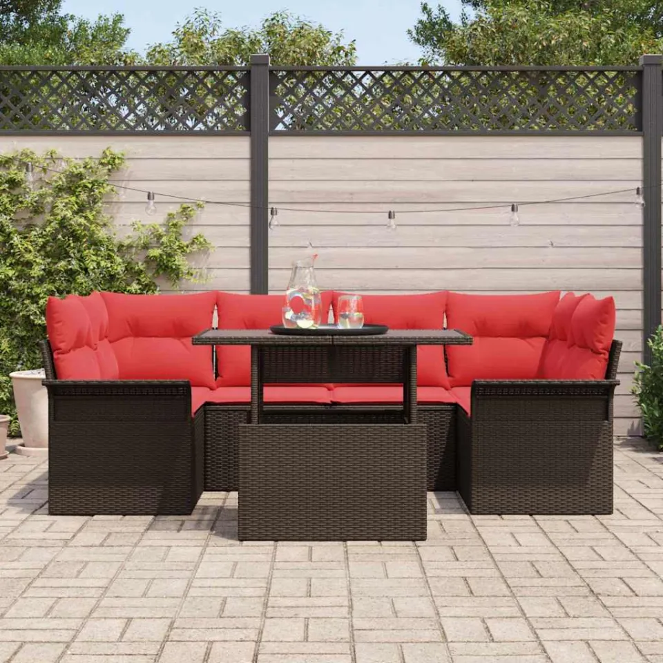 vidaXL Tuin Sofa Set 7 st Bruin poly rattan, foto 3