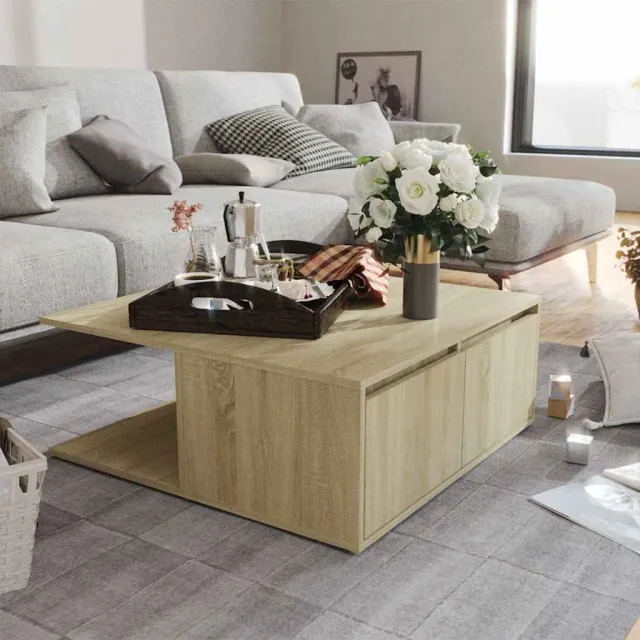 vidaXL Salontafel 80x80x31 cm bewerkt hout sonoma eikenkleurig, foto 2